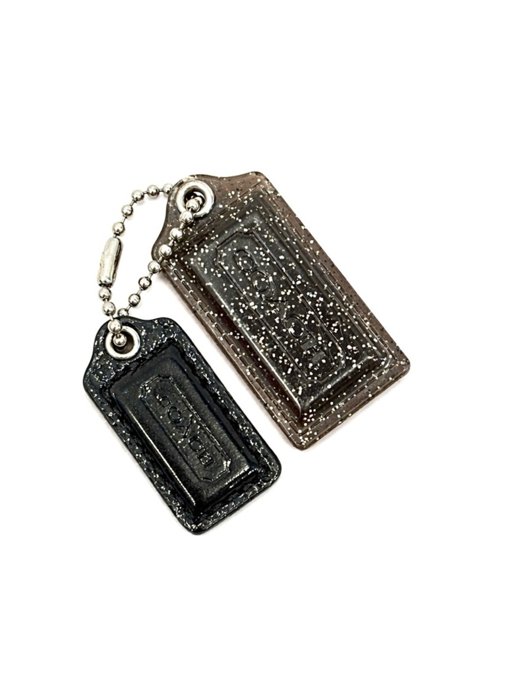 COACH Poppy Vintage Glitter & Black Patent 2 Piece Hangtag Set